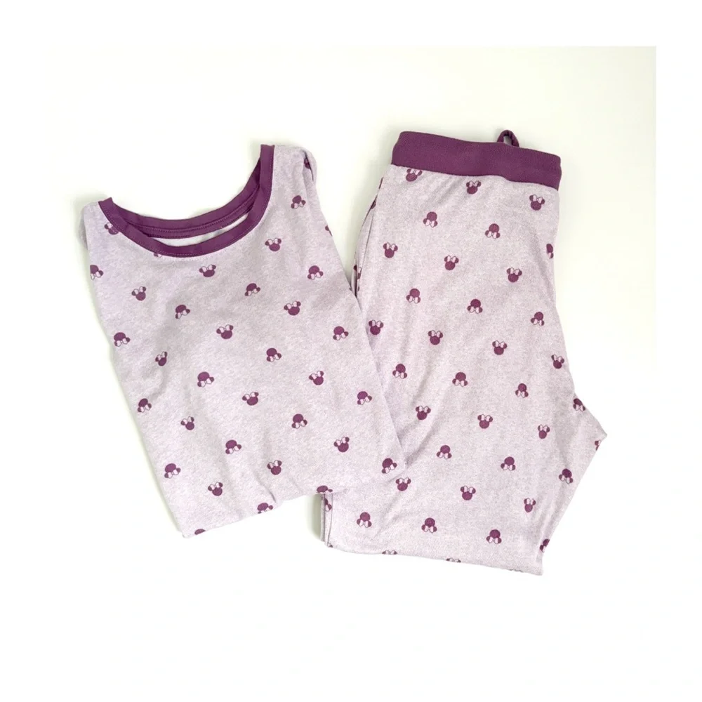 Disney | Women’s Purple Minnie Mouse All Over Long Sleeve Pajama Pants Set - Picture 3 of 14
